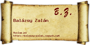 Balázsy Zalán névjegykártya